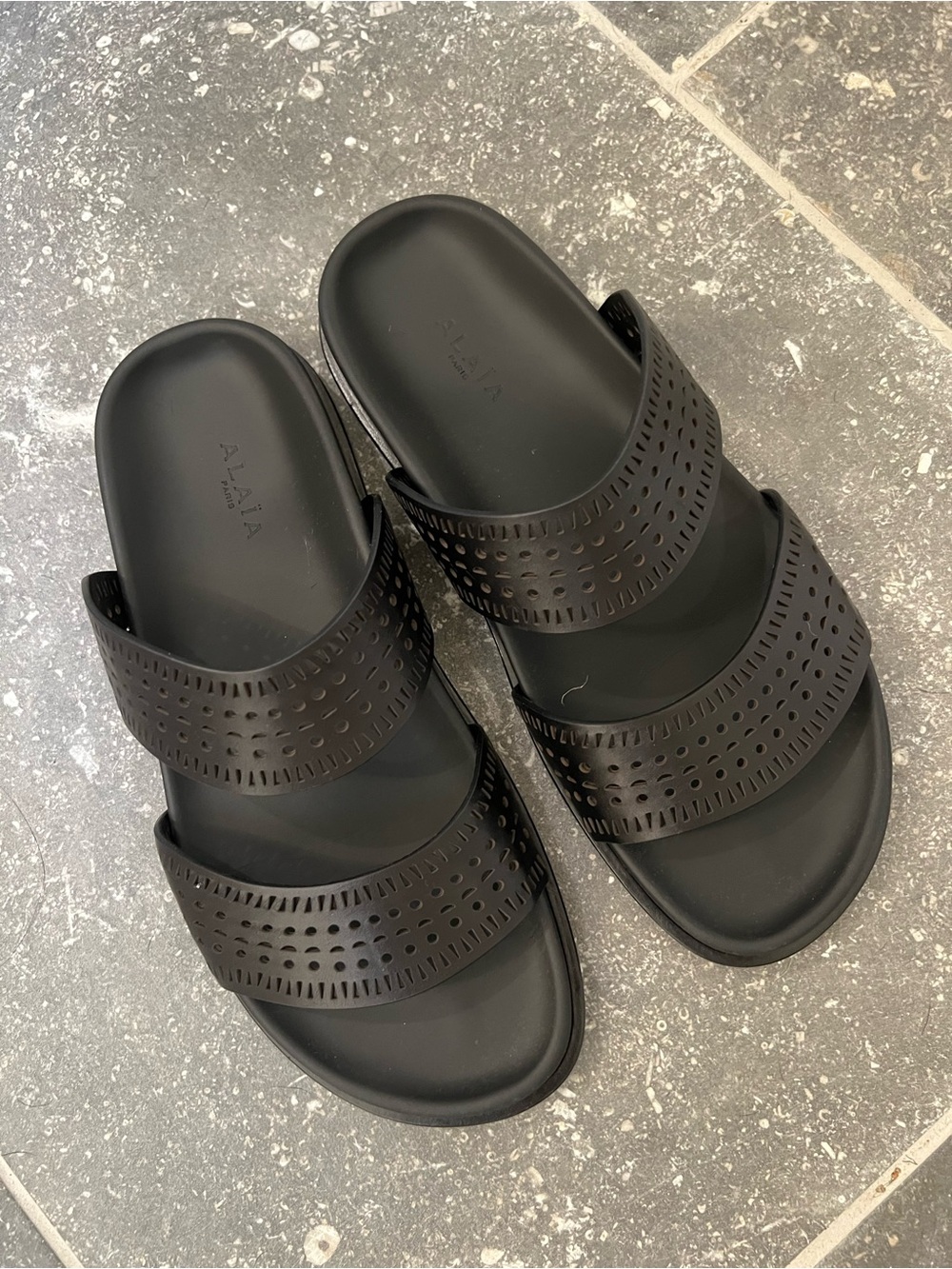 Alaia Perforated Leather Sandals (39)